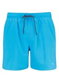 Badeshorts Puma "Puma SWIM MEN MID SHORTS 1P", Herren, Gr. XXL, N-Gr, blau (light blau), Web, Obermaterial: 100% Polyester, Badehosen Badeshorts, High-Tech Rei&szlig;verschluss an der Ges&auml;&szlig;tasche, Seitentaschen