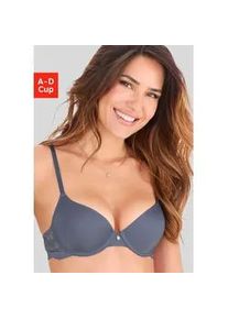 Schalen-BH s.Oliver "Pauline", Damen, Gr. 80, Cup C, blau (jeansblau), Spitze, Obermaterial: 62% Polyamid, 23% Polyester, 15% Elasthan, BHs Schalen-BH, mit B&uuml;gel und h&uuml;bschem Spitzenr&uuml;cken, Dessous