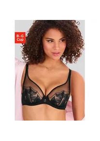 B&uuml;gel-BH Lascana "Gabriella", Damen, Gr. 85, Cup E, schwarz, Spitze, Obermaterial: 80% Polyamid, 15% Elasthan, 5% Polyester, BHs B&uuml;gel-BH, mit hauchzarter Stickerei, transparente Unterw&auml;sche