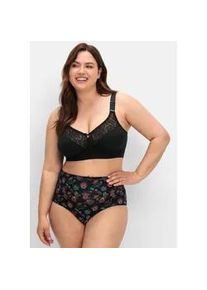 B&uuml;gelloser BH sheego, Damen, Gr. 105, Cup E, schwarz, 95% Baumwolle, 5% Elasthan, Netzmaterial:10% Elasthan, 90% Polyamid, Spitze:10% Elasthan, 90% Polyamid, BHs