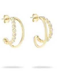 Paar Creolen Tamaris "Schmuck Geschenk Silber 925 Ohrringe Tiny Glimmer", gold (gelbgoldfarben, kristallwei&szlig;, kristallwei&szlig;), Ohrringe, Damen, Silber 925 (Sterlingsilber), mit Zirkonia (synth.)