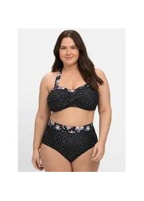 Bikini-Hose sheego, Damen, Gr. 46, Normalgr&ouml;&szlig;en, schwarz (schwarz gepunktet), Polyamid, Badehosen Bikini-Hose
