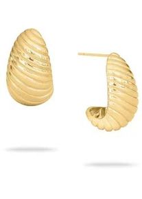 Paar Creolen ECHTZEIT "Schmuck Geschenk Edelstahl Ohrringe The Organic Drop", gold (gelbgoldfarben), Ohrringe, Damen, Edelstahl