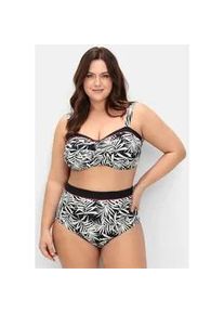 Bikini-Hose sheego, Damen, Gr. 40, Normalgr&ouml;&szlig;en, schwarz (schwarz bedruckt), Elasthan, Polyamid, Badehosen Bikini-Hose