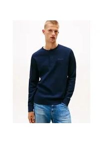 Tommy Hilfiger Henleyshirt TOMMY JEANS "TJM WAFFLE SCRIPT HENLEY", Herren, Gr. XXL, blau (schwarz night navy), Single Jersey, Obermaterial: 100% Baumwolle, slim fit, Rundhals, B&uuml;ndchen, Shirts, Rundhals, slim fit, mit feiner Struktur