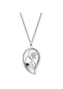 Kette mit Anh&auml;nger Engelsrufer "Yin Yang Tropfen Buddha und Om", schwarz (silberfarben, kristallwei&szlig;, schwarz), Halsketten, Damen, Silber 925 (Sterlingsilber), L: 50 B: 1,42mm, Made in Germany - mit Zirkonia (synth.), B:1,42mm