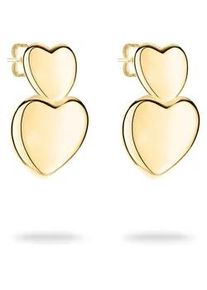 Paar Ohrstecker Tamaris "Schmuck Geschenk Edelstahl Ohrringe Bold Hearts Herz", gold (gelbgoldfarben), Ohrringe, Damen, Edelstahl
