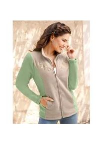 Fleecejacke Classic Basics, Damen, Gr. 48, gr&uuml;n (eucalyptus, sesam), 100% Polyester, gemustert, mehrfarbig, Jacken Fleecejacke