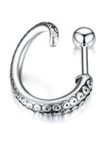 Single-Ohrstecker Firetti "Schmuck Geschenk Ohrschmuck einzeln Oktopus", schwarz (edelstahlfarben, schwarz), Ohrringe, Damen, 4mm, Edelstahl