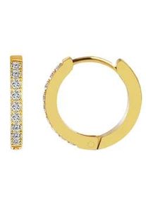 Adelia&acute;s Paar Creolen ADELIA ́S "Damen Creolen aus poliertem Edelstahl und Strass &Oslash; 12 mm", wei&szlig;, Ohrringe, Damen, Damen, Edelstahl