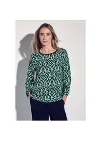 Hemdbluse Street One, Damen, Gr. 38, gr&uuml;n (hunter gr&uuml;n), Stoff, 100% Viskose, bedruckt, gerade normal, Rundhals, B&uuml;ndchen, Blusen Hemdbluse, mit 3/4 &Auml;rmeln