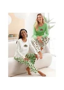 w&auml;schepur Schlafanzug W&Auml;SCHEPUR, Damen, Gr. 52/54, beige (ecru, apfel, bedruckt, reseda, ecru, bedruckt), 100% Baumwolle, Homewear-Sets Schlafanzug