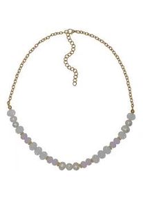 Collierkettchen Steuer "Metall gl&auml;nzend vergoldet Kristall S&uuml;&szlig;wasserzuchtperle", gelb, Halsketten, Damen, 53cm, Metall, L: 53 B: 10mm, gl&auml;nzend, B:10mm