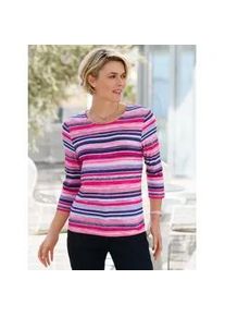 3/4-Arm-Shirt Casual Looks "Rundhals-Shirt", Damen, Gr. 38, blau (altrosa, jeansblau, geringelt), 95% Viskose, 5% Elasthan, gemustert, gestreift, mehrfarbig, Rundhals, Shirts 3/4-Arm-Shirt