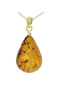 Kette mit Anh&auml;nger OSTSEE-SCHMUCK "OSTSEE-SCHMUCK Kette mit Anh&auml;nger Tropfen ca. 22 mm lang" Gr. 42, gold, Halsketten, Damen, 42cm, Silber 925 (Sterlingsilber), L: 42