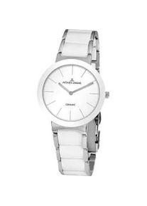 Keramikuhr Jacques Lemans "Monaco", wei&szlig; (wei&szlig;, silberfarben), Armbanduhren, Damen, Quarzuhr, Armbanduhr, Damenuhr, geh&auml;rtetes Crystexglas