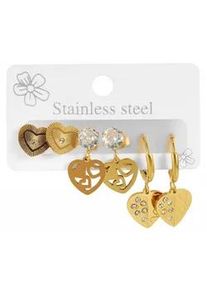 Adelia&acute;s Paar Ohrh&auml;nger ADELIA ́S "Damen Ohrstecker aus poliertem Edelstahl mit Herz - - &Oslash; 10 mm", silber, Ohrringe, Damen, Damen, Edelstahl