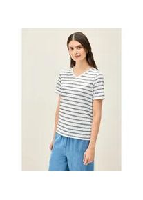 T-Shirt Cecil, Damen, Gr. XXL (46), blau (urban navy blau), Stoff, 55% Polyester, 45% Viskose, gestreift, normal normal, V-Ausschnitt, abgesteppt, Shirts T-Shirt, aus elastischem Materialmix