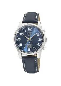Funkuhr MASTER TIME "Super Power", blau (dunkelblau), Armbanduhren, Herren, Funkuhr, Armbanduhr, Quarzuhr, Herrenuhr, Datum, Leuchtzeiger