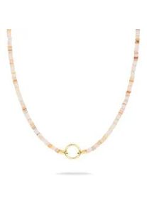 Charm-Kette Tamaris "Schmuck Geschenk Edelstahl Halskette All About Beads", gold (gelbgoldfarben, wei&szlig;, beige, natur), Halsketten, Damen, Edelstahl, L: 45 B: 5mm, mit Naturstein, B:5mm