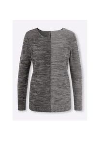 Strickpullover Classic Basics "Pullover", Damen, Gr. 44, grau (graphit, hellgrau, meliert), 100% Polyacryl, gemustert, mehrfarbig, meliert, Pullover Strickpullover