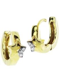 Paar Creolen OSTSEE-SCHMUCK "OSTSEE-SCHMUCK Creole Stern Creole Stern", gelb, Ohrringe, Damen, 12 x 6,0mm, Gelbgold 333