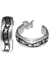 Paar Ohrstecker OSTSEE-SCHMUCK "OSTSEE-SCHMUCK Ohrstecker Fisch & Stern Ohrstecker Fisch & Stern", wei&szlig;, Ohrringe, Damen, 19 x 7mm, Silber 925 (Sterlingsilber)