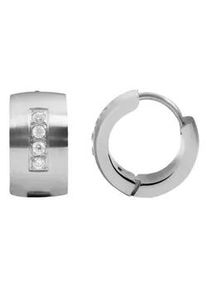 Adelia&acute;s Paar Creolen ADELIA ́S "Damen Creolen aus mattem Edelstahl und Strass &Oslash; 9 mm", silber, Ohrringe, Damen, Damen, Edelstahl