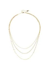 Collier Lascana "3- reihige Halskette", Damen, Gr. Edelstahl, L: 55, blau (vergoldet), gl&auml;nzend, Halsketten Collier, Hochwertige und zarte Kette mit Goldbeschichtung