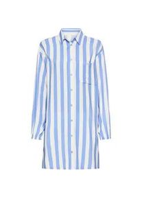 Nachthemd s.Oliver, Damen, Gr. 38, N-Gr, blau gestreift, Web, Obermaterial: 100% Viskose, gestreift, oversize kurz, V-Ausschnitt, elastischer Bund mit innenliegendem Gummizug, Kleider Nachthemd, mit breiten Streifen