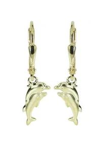Paar Ohrh&auml;nger OSTSEE-SCHMUCK "OSTSEE-SCHMUCK Ohrh&auml;nger Delphinpaar Ohrh&auml;nger Delphinpaar", gelb, Ohrringe, Damen, 25 x 6mm, Gelbgold 333