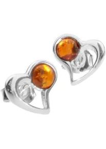 Paar Ohrstecker OSTSEE-SCHMUCK "OSTSEE-SCHMUCK Ohrstecker Herz Ohrstecker Herz", wei&szlig;, Ohrringe, Damen, 9 x 8mm, Silber 925 (Sterlingsilber)