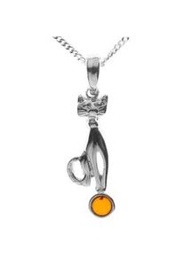 Kette mit Anh&auml;nger OSTSEE-SCHMUCK "OSTSEE-SCHMUCK Kette mit Anh&auml;nger Katze Kette mit Anh&auml;nger Katze" Gr. 45, silber, Halsketten, Damen, 45cm, Silber 925 (Sterlingsilber), L: 42