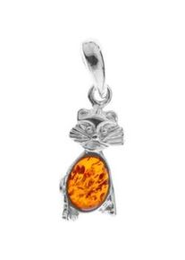 Kettenanh&auml;nger OSTSEE-SCHMUCK "OSTSEE-SCHMUCK Anh&auml;nger Katze Anh&auml;nger Katze", wei&szlig;, Schmuckanh&auml;nger, Damen, 26 x 9mm, Silber 925 (Sterlingsilber), 1,6 g, Kettenanh&auml;nger