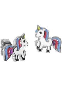 Paar Ohrstecker OSTSEE-SCHMUCK "OSTSEE-SCHMUCK Ohrstecker Einhorn Ohrstecker Einhorn", wei&szlig;, Ohrringe, Damen, 7 x 6mm, Silber 925 (Sterlingsilber)