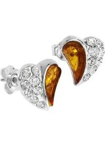 Paar Ohrstecker OSTSEE-SCHMUCK "OSTSEE-SCHMUCK Ohrstecker Herz Ohrstecker Herz", wei&szlig;, Ohrringe, Damen, 11 x 10mm, Silber 925 (Sterlingsilber)