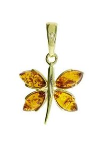 Kettenanh&auml;nger OSTSEE-SCHMUCK "OSTSEE-SCHMUCK Anh&auml;nger Schmetterling Anh&auml;nger Schmetterling", gelb, Schmuckanh&auml;nger, Damen, 25 x 18mm, Silber 925 (Sterlingsilber), 2,6 g, Kettenanh&auml;nger