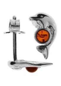 Paar Ohrstecker OSTSEE-SCHMUCK "OSTSEE-SCHMUCK Ohrstecker Delphin Ohrstecker Delphin", wei&szlig;, Ohrringe, Damen, 11 x 6mm, Silber 925 (Sterlingsilber)