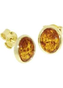 Paar Ohrstecker OSTSEE-SCHMUCK "OSTSEE-SCHMUCK Ohrstecker Classic 8 x 6 mm", gelb, Ohrringe, Damen, 10 x 8mm, Silber 925 (Sterlingsilber)