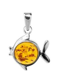 Kettenanh&auml;nger OSTSEE-SCHMUCK "OSTSEE-SCHMUCK Anh&auml;nger Fisch Anh&auml;nger Fisch", wei&szlig;, Schmuckanh&auml;nger, Damen, 23 x 15mm, Silber 925 (Sterlingsilber), 1,3 g, Kettenanh&auml;nger