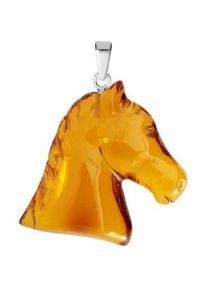 Kettenanh&auml;nger OSTSEE-SCHMUCK "OSTSEE-SCHMUCK Anh&auml;nger Pferd Anh&auml;nger Pferd", wei&szlig;, Schmuckanh&auml;nger, Damen, 37 x 30mm, Bernstein, 4 g, Kettenanh&auml;nger
