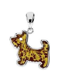 Kettenanh&auml;nger OSTSEE-SCHMUCK "OSTSEE-SCHMUCK Anh&auml;nger Hund Anh&auml;nger Hund", wei&szlig;, Schmuckanh&auml;nger, Damen, 25 x 20mm, Silber 925 (Sterlingsilber), 2,6 g, Kettenanh&auml;nger