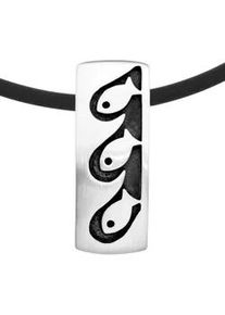 Halsreif OSTSEE-SCHMUCK "OSTSEE-SCHMUCK Halsreif mit Anh&auml;nger Fisch - Kautschukreif" Gr. 42, silber, Halsketten, Damen, 42cm, Silber 925 (Sterlingsilber), L: 42