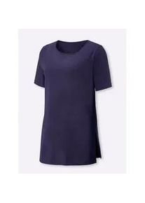 Longshirt Classic Basics "Longshirt", Damen, Gr. 46, blau (marine), 100% Baumwolle, unifarben, Rundhals, Shirts Longshirt