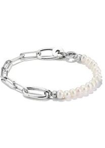 Charm-Armband Thomas Sabo "Charm Club Connect: Perlen und Paperclip mit einem Connect Link" Gr. 19, bunt (silberfarben, wei&szlig;), Armb&auml;nder, Damen, 19, Perlen Silber 925 (recycelt), Perlen, Silber 925 (recycelt), Charm-Armband, mit S&uuml;&szlig;wasserzuchtperle