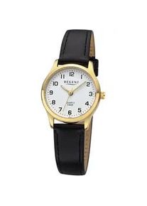 Regent Uhren Quarzuhr REGENT, schwarz (schwarz, goldfarben), Armbanduhren, Damen, Quarzuhr, Armbanduhr, Damenuhr, Leuchtzeiger, Lederarmband, analog, &Oslash; ca. 27 mm