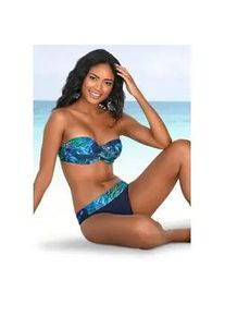 B&uuml;gel-Bandeau-Bikini Lascana, Damen, Gr. 34, Cup D, blau (blau, bedruckt), Polyamid, bedruckt, Bikini-Sets, mit Dschungel-Optik