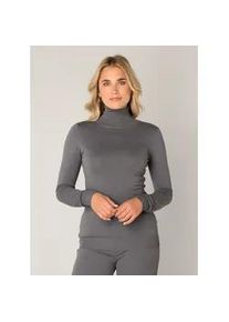 Rollkragenpullover Base Level "Yuen", Damen, Gr. 38, grau (dunkelgrau), Strick, Obermaterial: 80% Viskose, 20% Nylon, unifarben, figurbetont h&uuml;ftlang, Rundhals, eng, Pullover Rollkragenpullover, mit Viskose