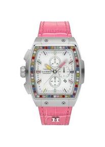 Chronograph HAEMMER GERMANY "TONNEAU", rosa (pink), Armbanduhren, Damen, Chronograph, Quarzuhr, Armbanduhr,Damenuhr,Lederarmband,digital,Datum,Stoppfunktion