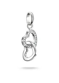 Charm-Einh&auml;nger Thomas Sabo "Charm verschlungene Herzen - Connect", silber (silberfarben, kristallwei&szlig;, kristallwei&szlig;), Charms, Damen, Silber 925 (recycelt), mit Zirkonia (synth.)